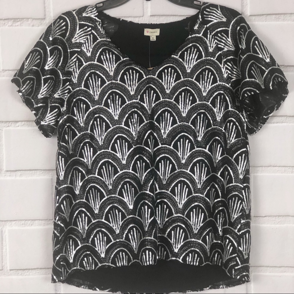 Cremieux Black/silver embellished short sleeve